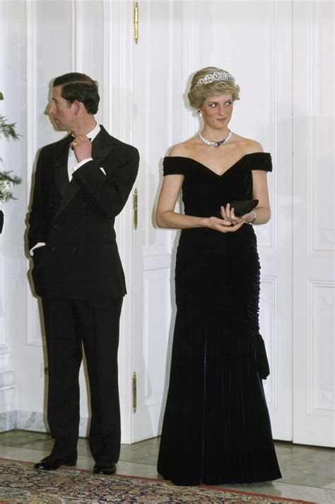 princess diana black versace gown portrait|princess dian gowns.